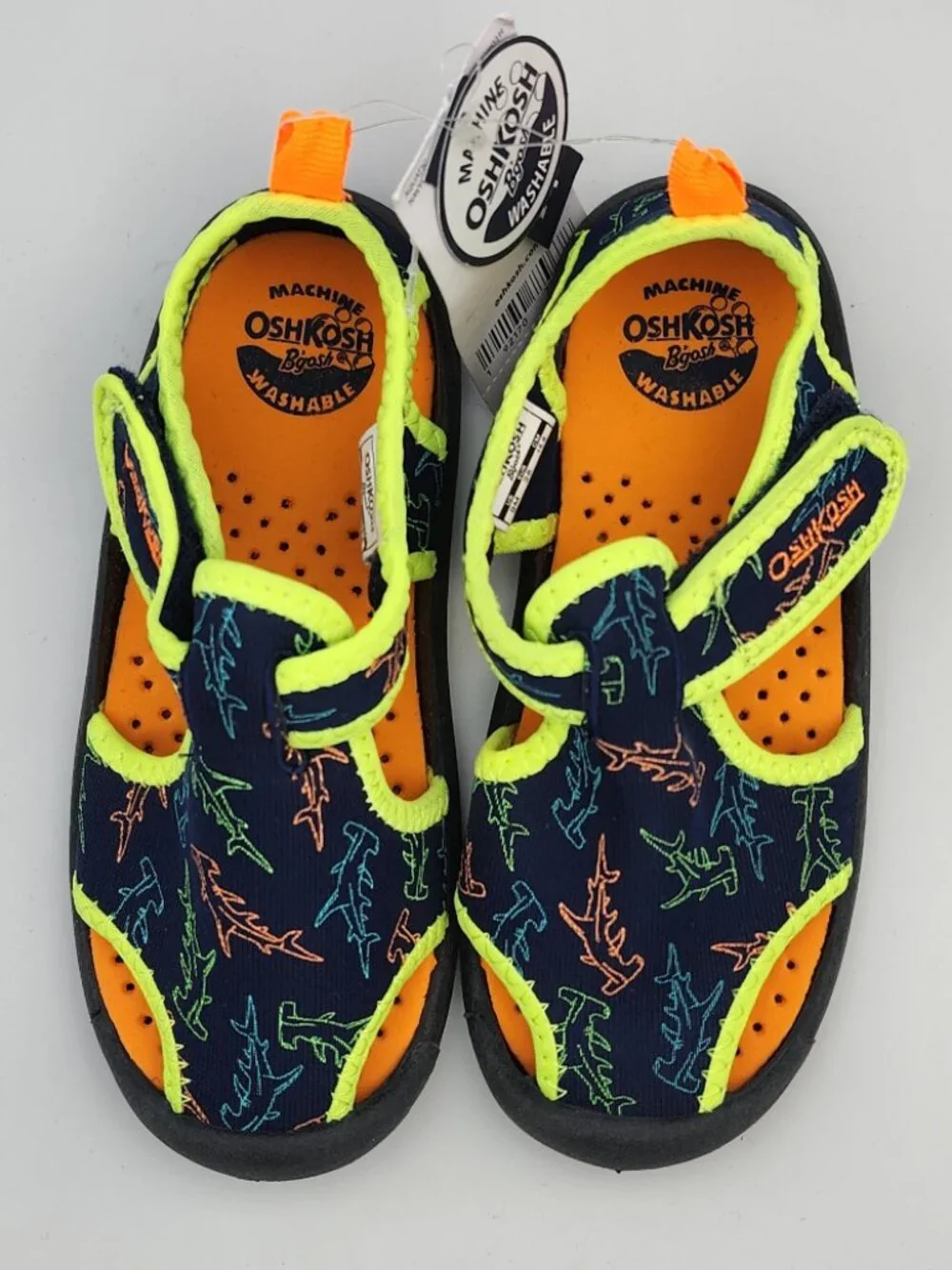 Neon Shark Print Water Sandals | Kid's 9 NWT